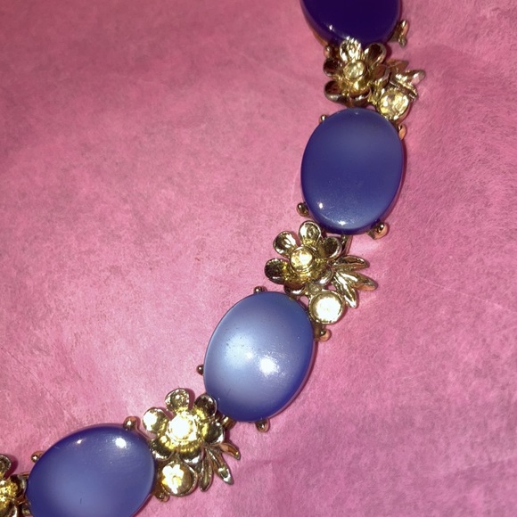 BSK Vintage smooth blue double layer irredecent beaded necklace with rhinestones - Picture 5 of 12